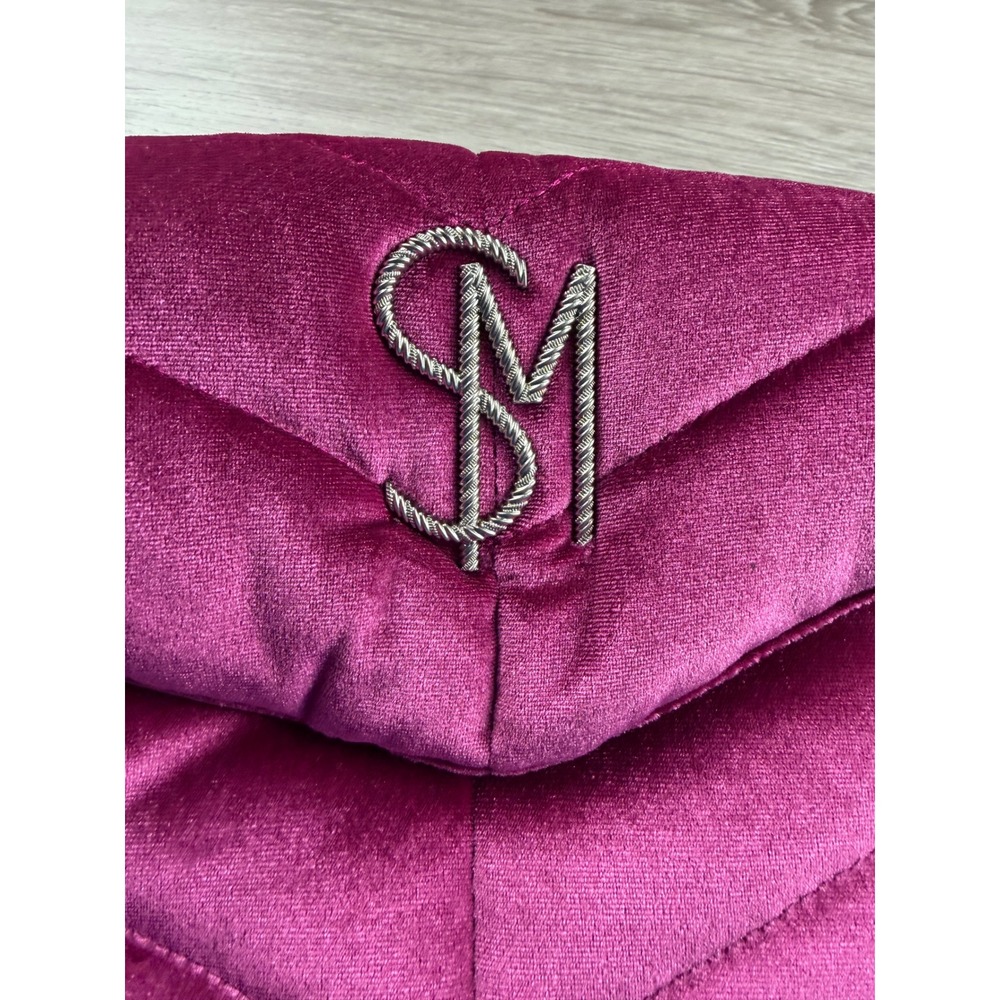 Steve Madden Bcoleman Velvet Quilted Magnetic Shoulder Bag Fuschia One Size - Picture 3 of 9